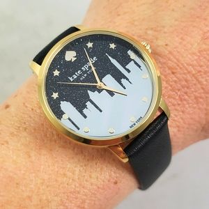 New Kate Spade City Skyline Metro Silver Gold & Black Ladies Watch NWT